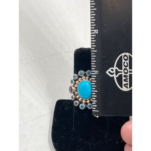 Nicky Butler 925 Sterling Silver Turquoise & Gemstone Ring Size 7 Featuring Blue - Picture 7 of 8